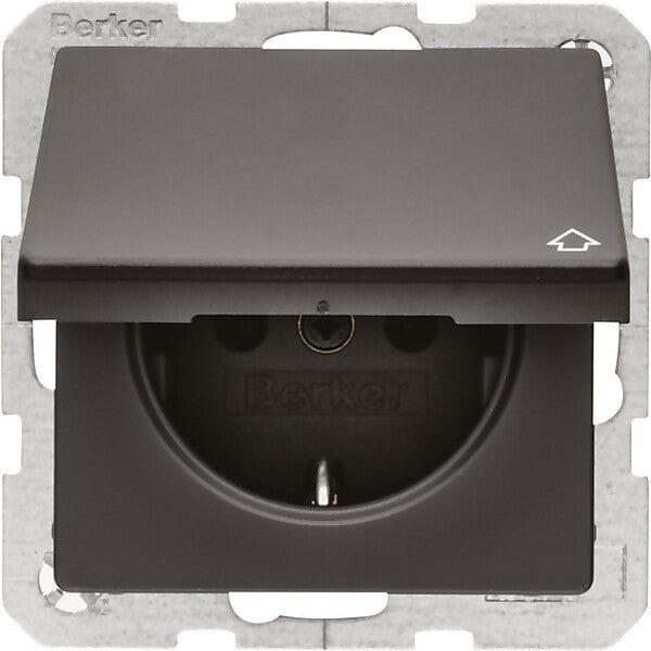 Hager/Berk SCHUKO-Steckdose anth/sa m. Klappdeckel 47516066